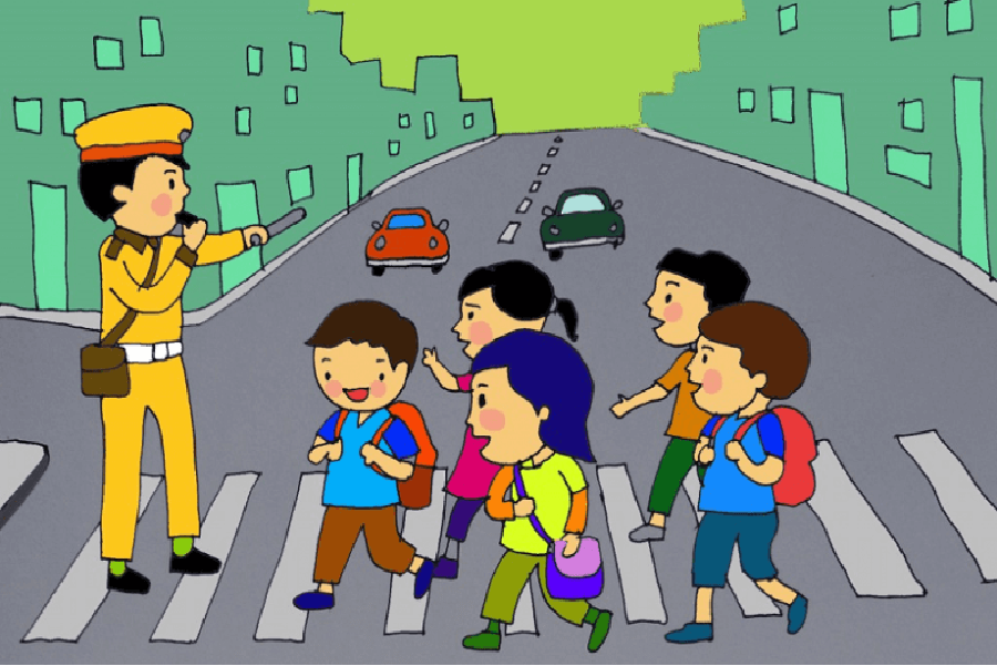 vẽ tranh chủ đề an toàn giao thông