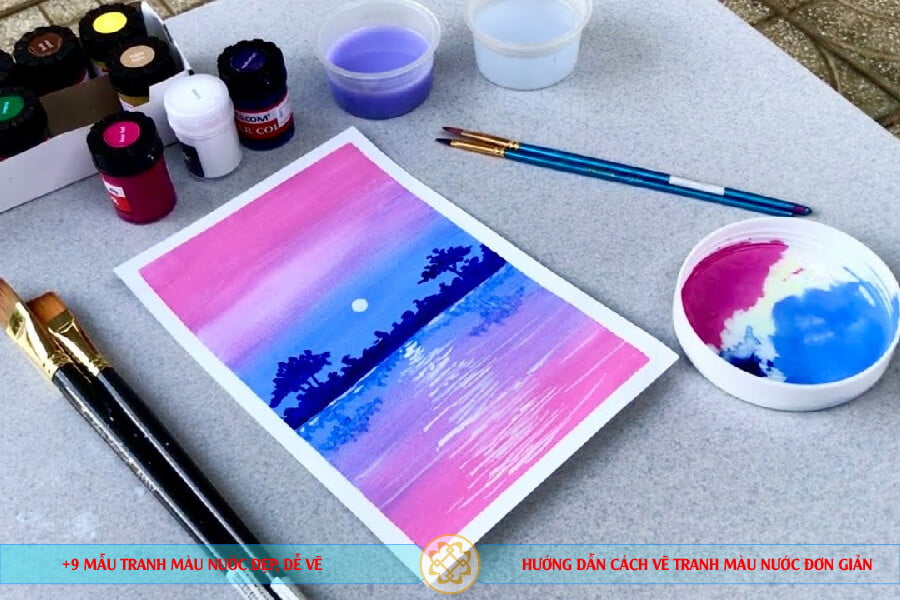 Hướng dẫn vẽ tranh phong cảnh bằng màu nước đơn giản  IVY ART