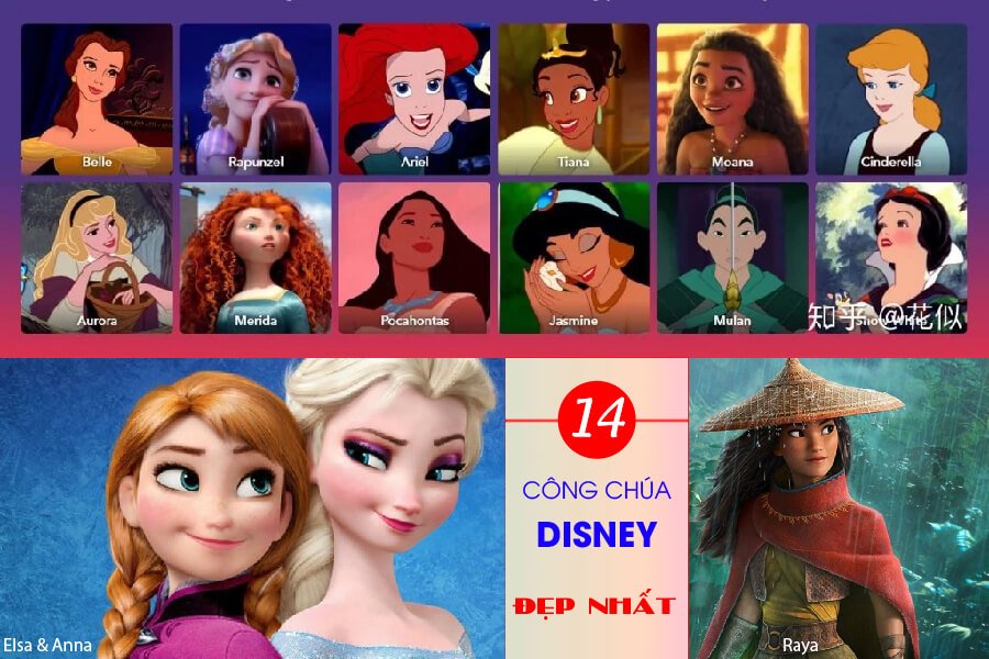 14 nàng cȏng chúa Disney| Tên và hὶnh ảnh cȏng chúa Disney