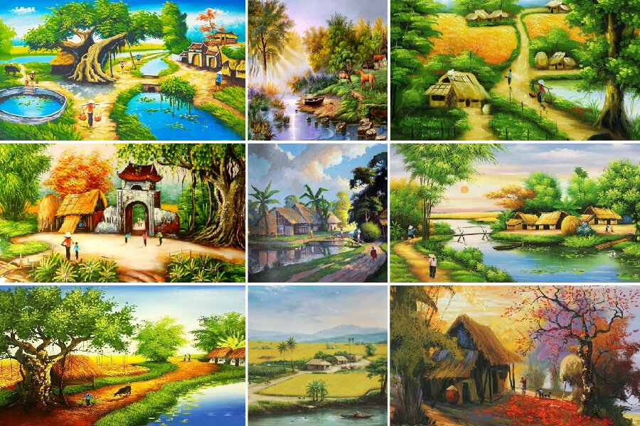 Tổng hợp 20 bức vẽ tranh phong cảnh quê hương đơn giản mà đẹp