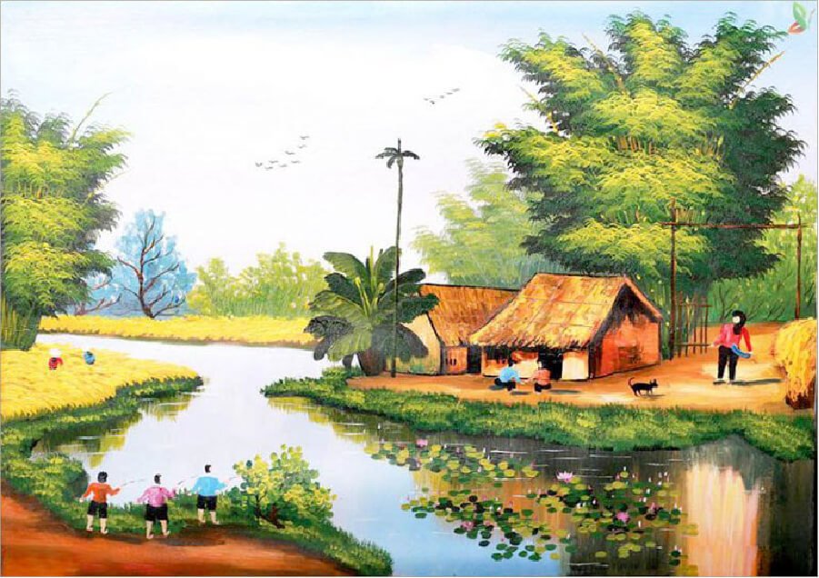 Vẽ tranh phong cảnh làng quê 2  painting the countryside landscape   YouTube