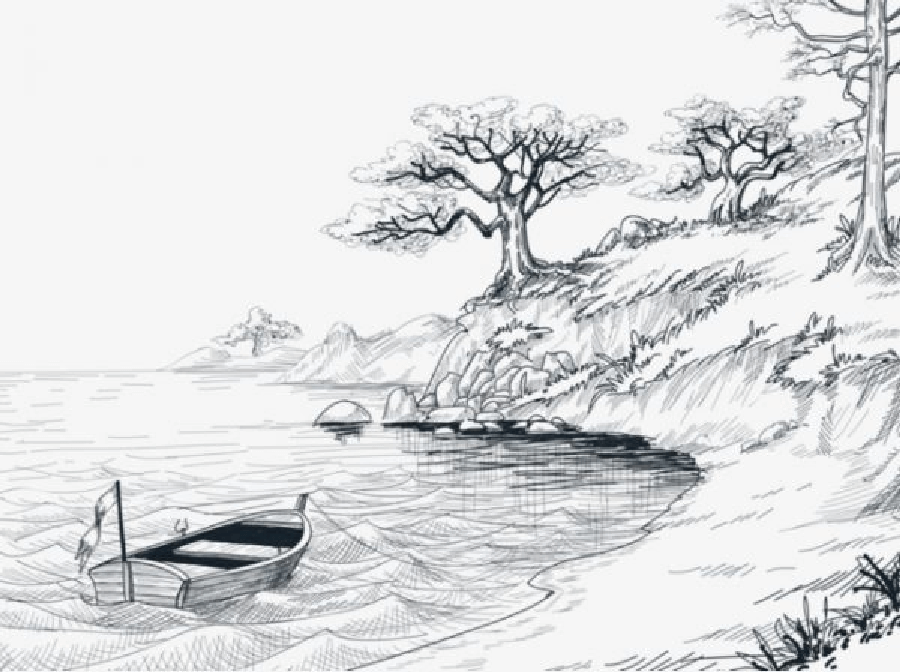 Hướng dẫn vẽ tranh phong cảnh biển bằng bút chì trong hình tròn how to  draw sea scenery with pencil  YouTube