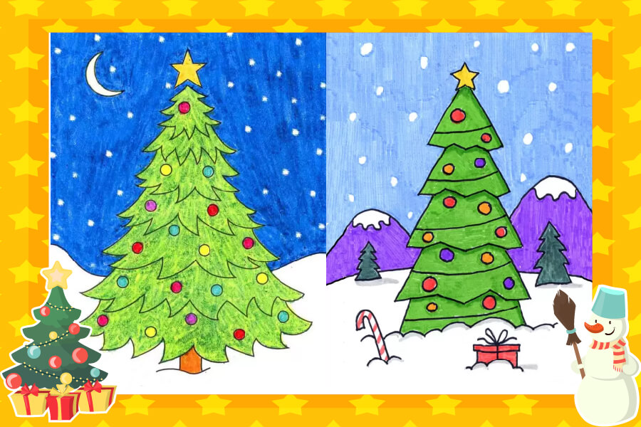 Simple Christmas Tree Drawing  The easiest way to draw a Christmas tree   YouTube