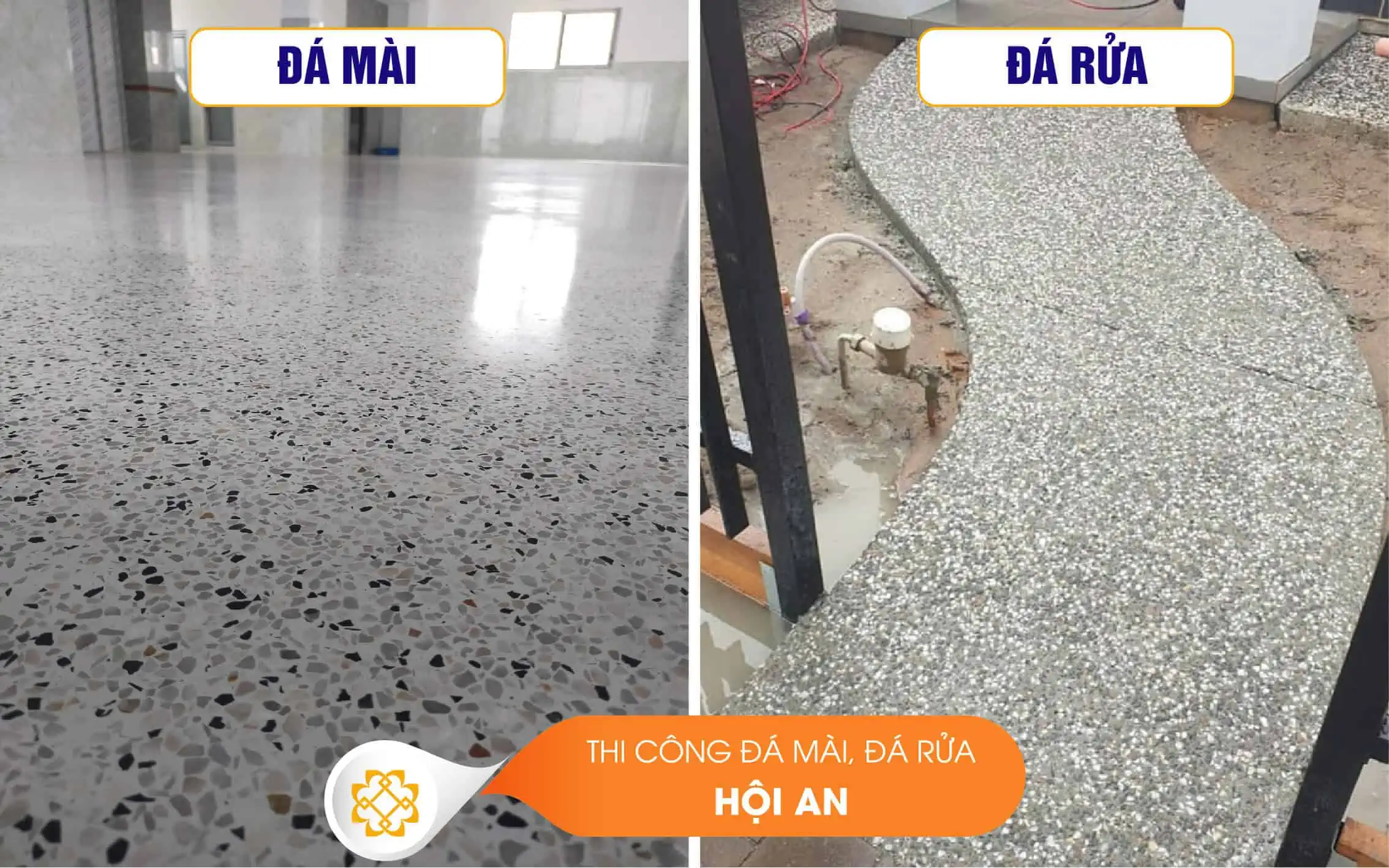 Bảng giá thi công đá mài, đá rửa chất lượng, giá rẻ Hội An