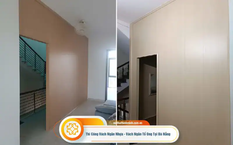 vách ngăn nhựa giả gỗ 2 mặt